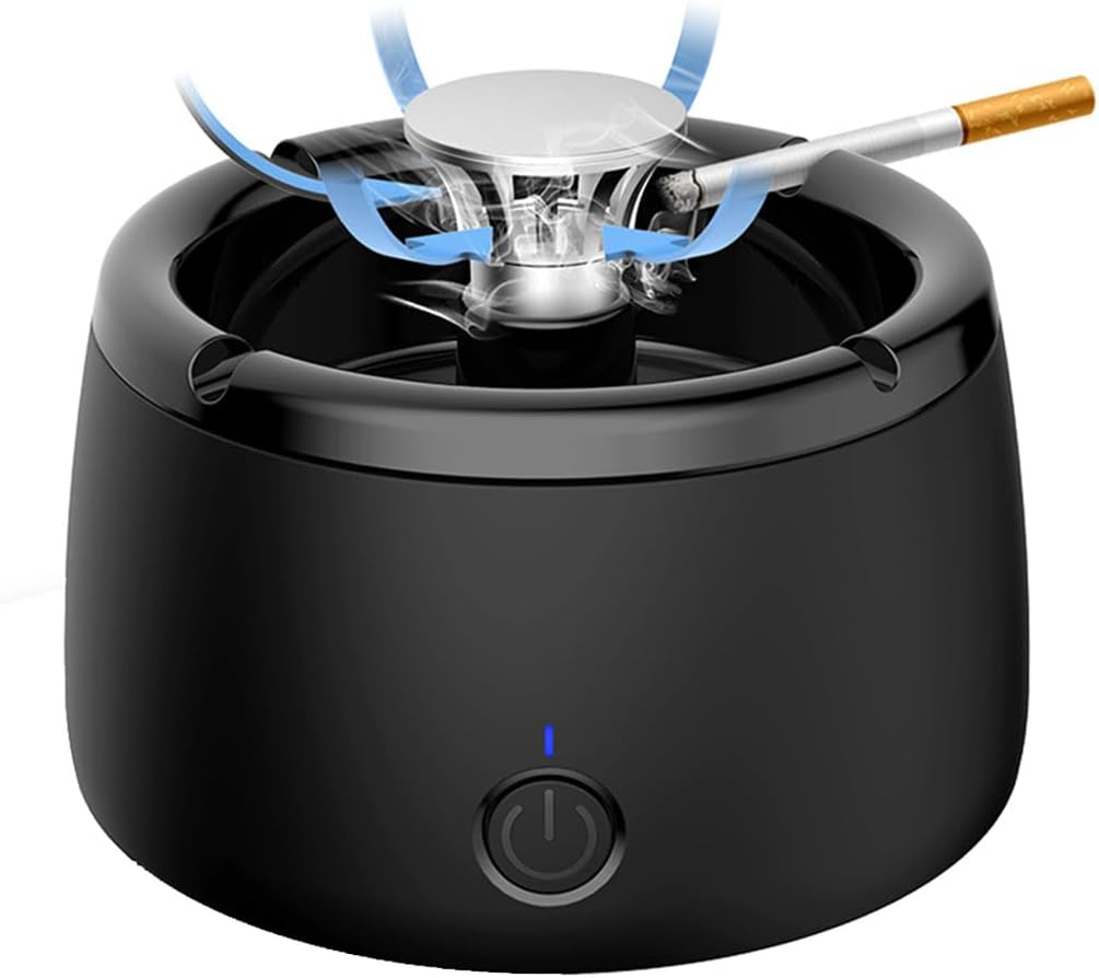 Smokeless Ashtray With Air Purifier Smart Triple Filter Black - Tophatter Daily Deals