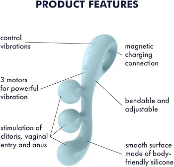 Satisfyer Tri Ball 2 Multi Vibrator Light Blue with Adjustable Wire and Three Powerful Motors > Vibrators > Unconventional - Tophatter Daily Deals