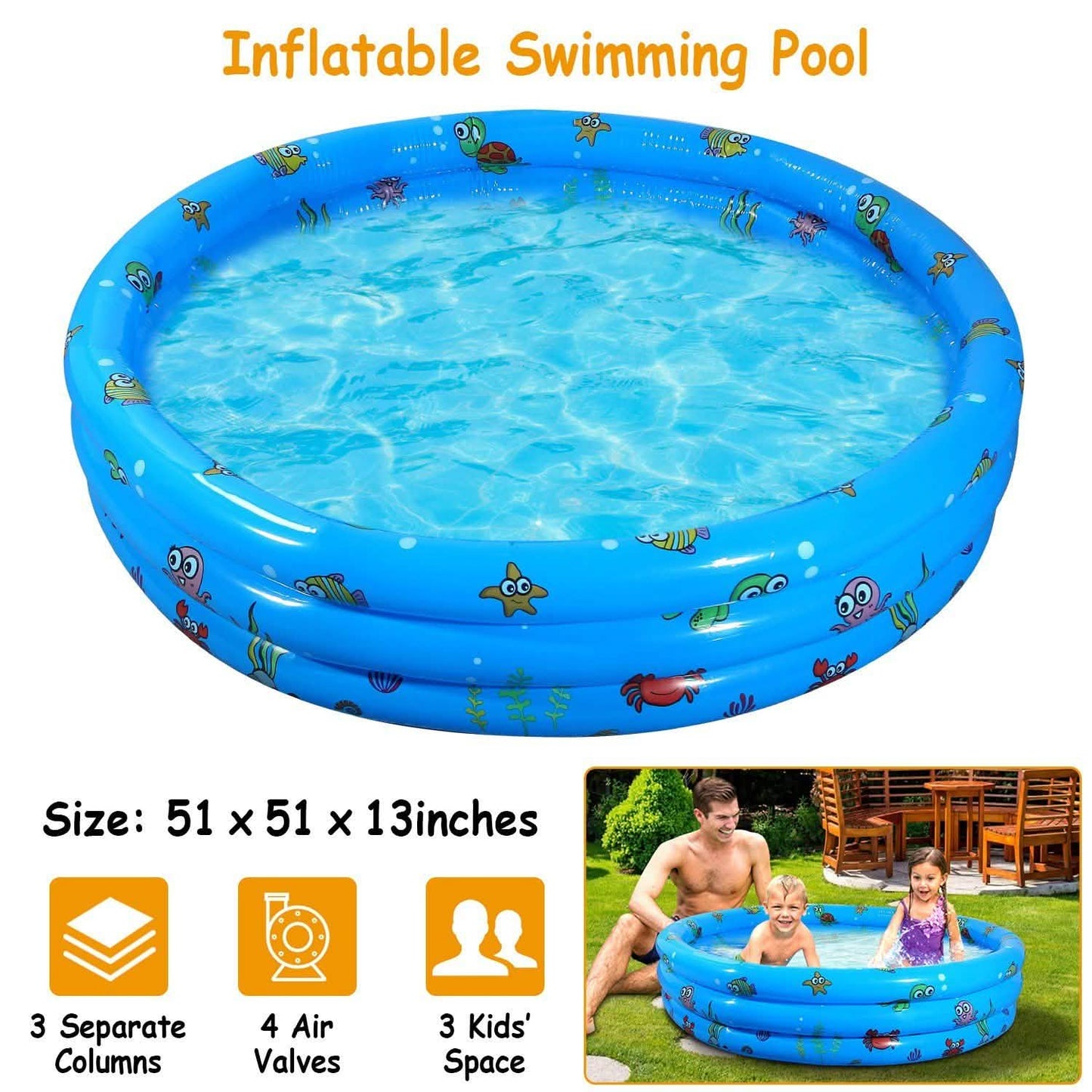 51x13" Inflatable Swimming Pool Outdoor Recreation - Tophatter Daily Deals