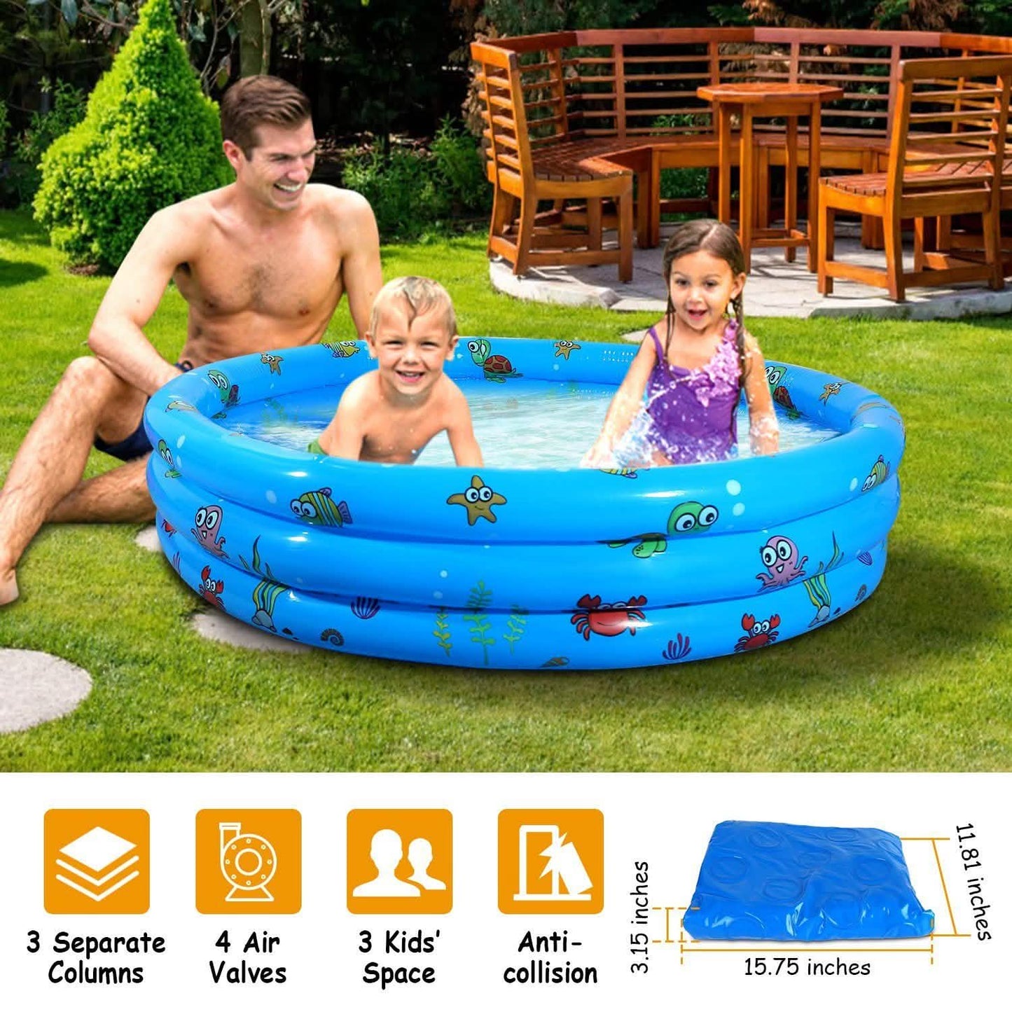 51x13" Inflatable Swimming Pool Outdoor Recreation - Tophatter Daily Deals