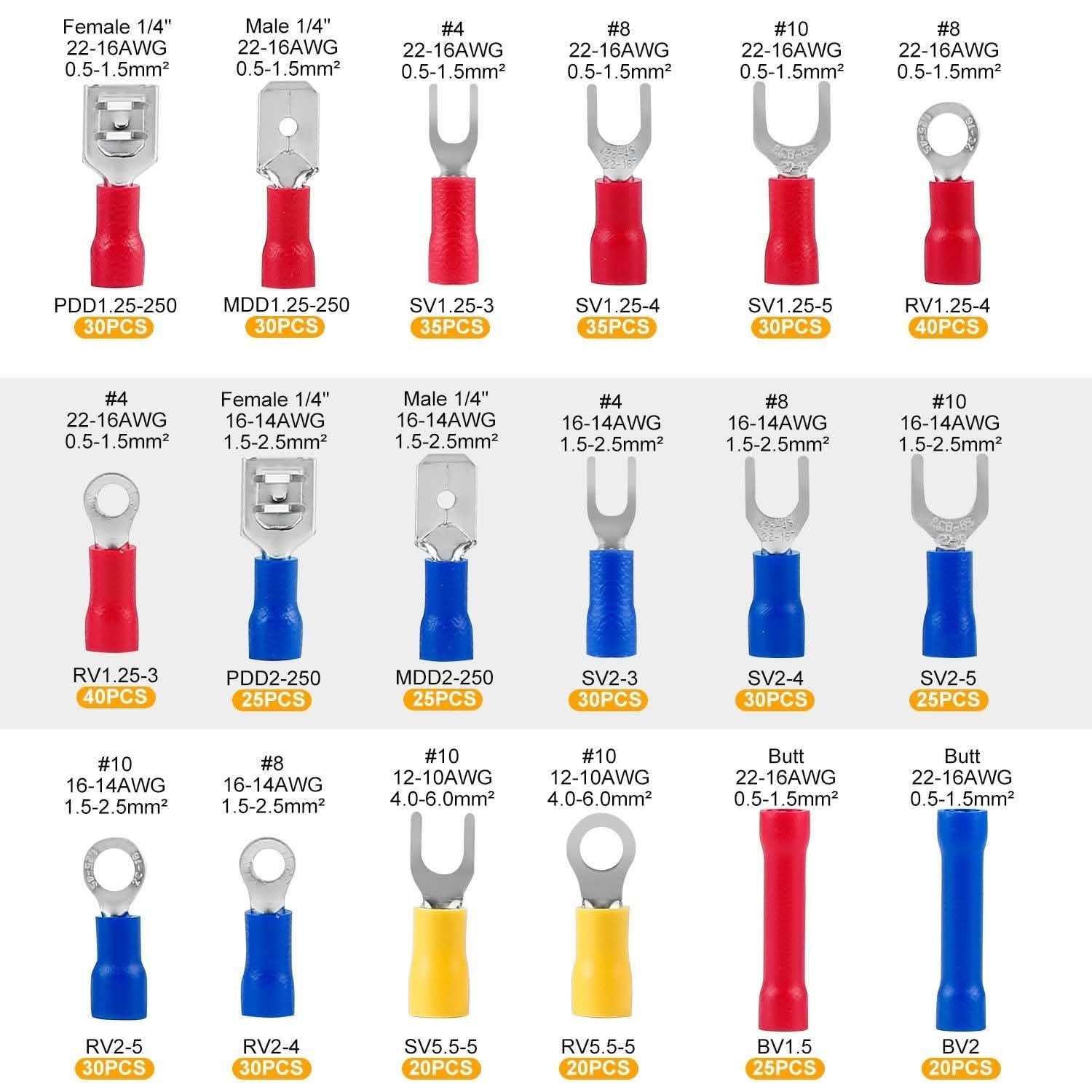 520-Pieces: Insulated Electrical Wire Splice Terminal Home Improvement - Tophatter Daily Deals