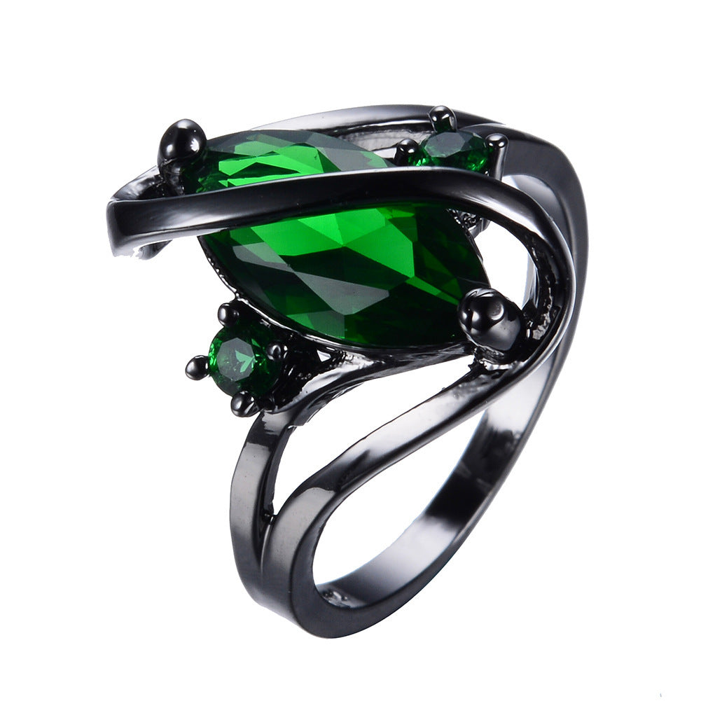 Black Gold S Shaped Zircon High End Diamond Ring For Men Emerald 0 - Tophatter Daily Deals