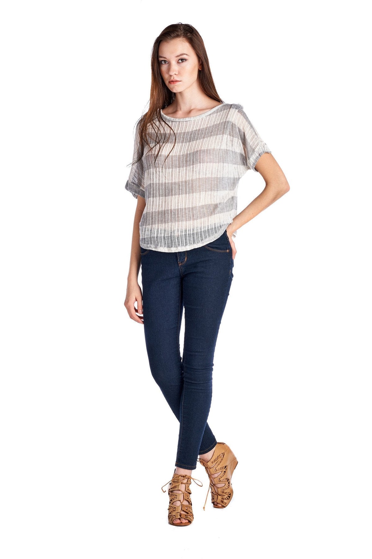 Women's Stripe Boat Neck Top Tops - Tophatter Daily Deals