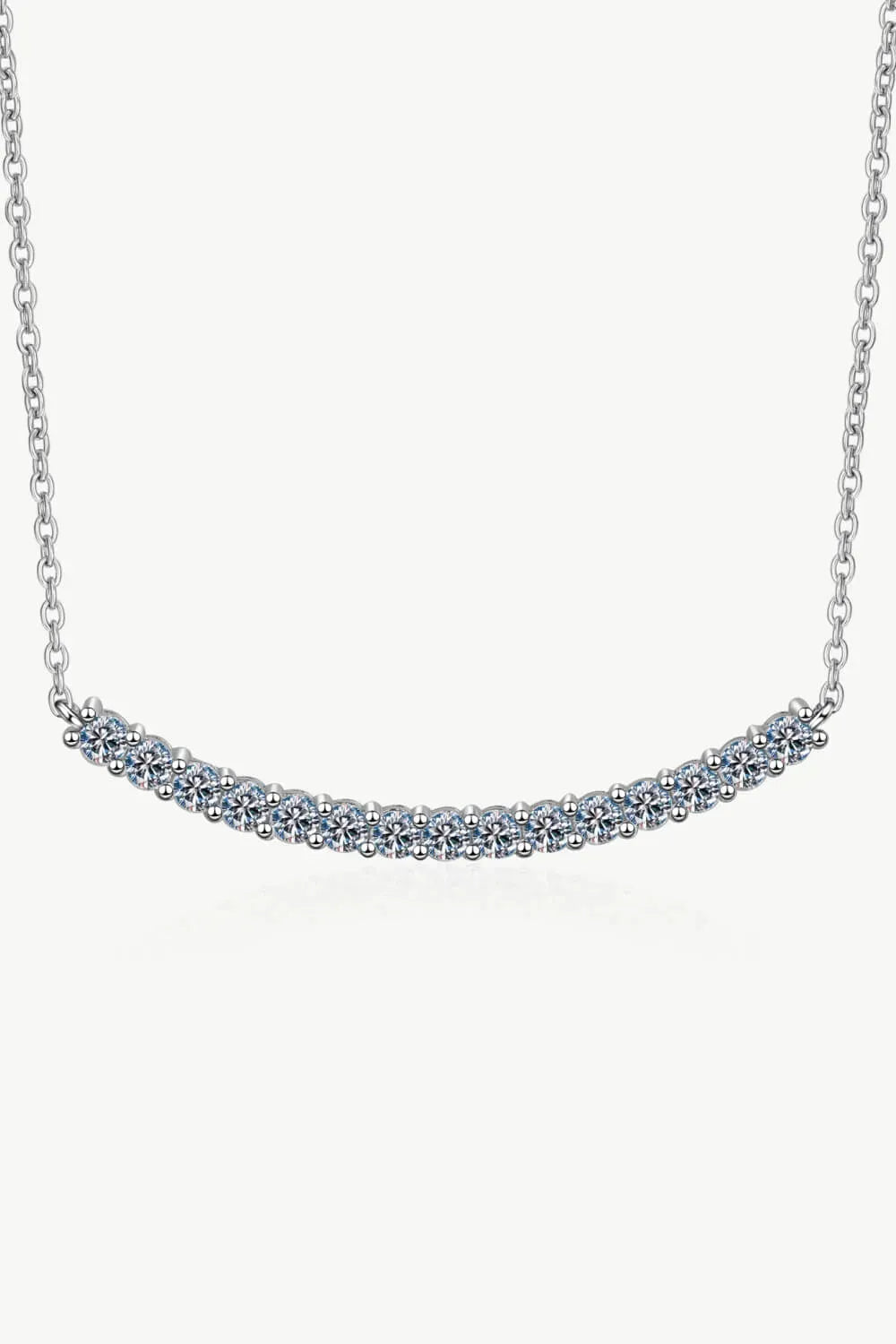Sterling Silver Curved Bar Necklace Silver One Size Necklaces - Tophatter Daily Deals