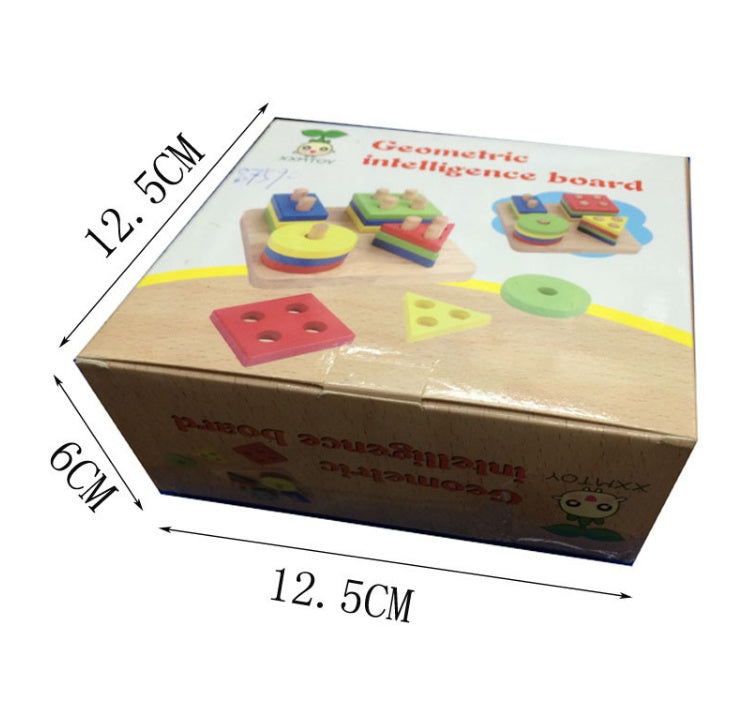 Baby Game Toys Wooden Puzzle Educational Toy Geometric shapes Game Toys Stick Baby Kid Children Intelligence Puzzle for Kid 0 - Tophatter Daily Deals