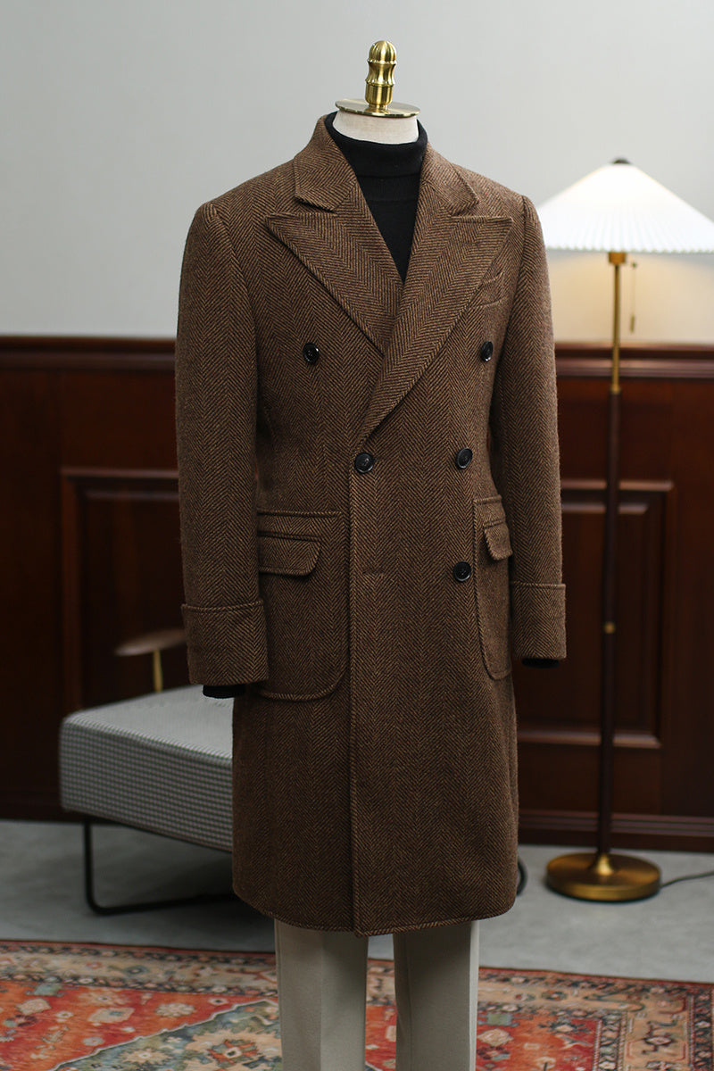 Warm Men's Polo Coat - Double Breasted Wool For Winter Dark coffee 3D Changing Face Moving Picture Frame - Tophatter Daily Deals