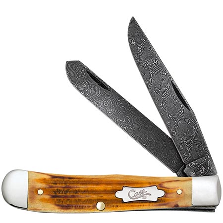 Case Trapper - Burnt Goldenrod Damascus - Second Cut Jig - 52420 Traditional Knives - Tophatter Daily Deals