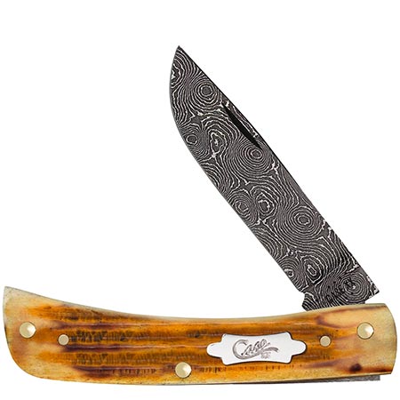 Case Sod Buster Jr. - Burnt Goldenrod Damascus - Second Cut Jig - 52421 Traditional Knives - Tophatter Daily Deals