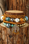 Chestnut 5pcs Boho Beaded Turquoise Bracelets Set Chestnut ONE SIZE Alloy Bracelets - Tophatter Daily Deals