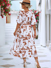 Printed Surplice Balloon Sleeve Dress Casual Dresses - Tophatter Daily Deals