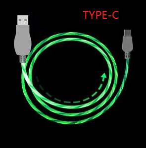1M led charging cable Green TYPE C 0 - Tophatter Daily Deals