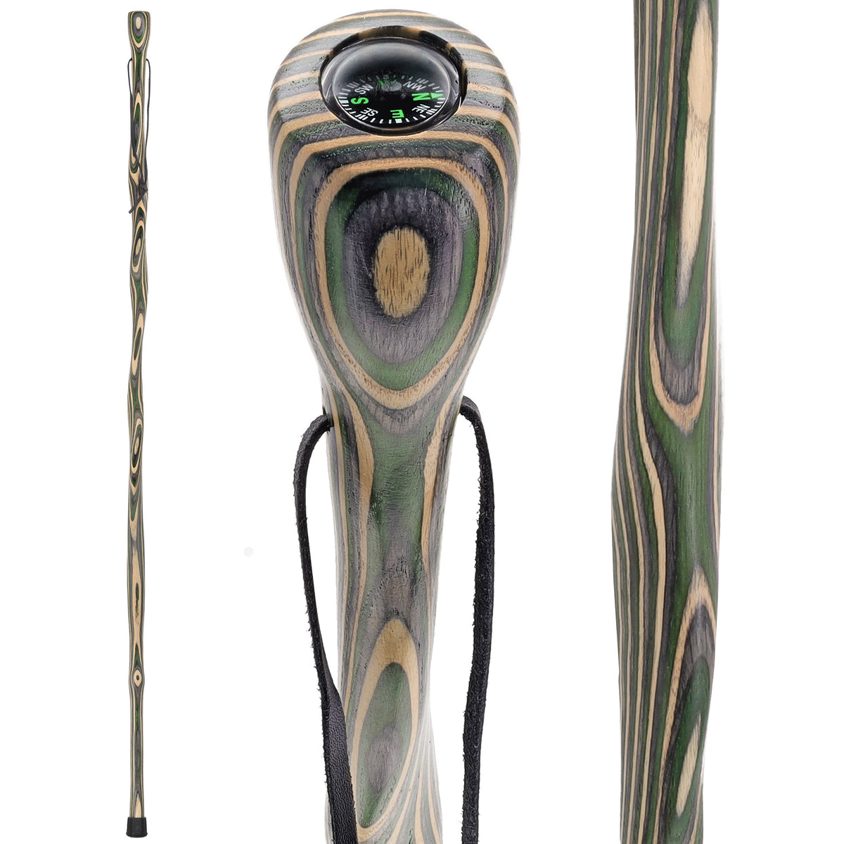 USA-Made Hiking Staff Bean Laminated Colorwood: Compass - Tophatter Daily Deals