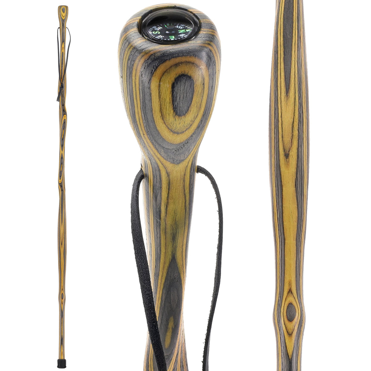 USA-Made Black & Yellow Colortone Staff: Maple, Compass Colortone Classic Hiking Staffs - Tophatter Daily Deals