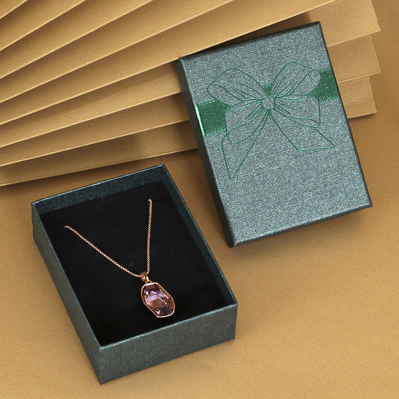 Bow Necklace Earrings Packaging Gift Box Green7x9cm 0 - Tophatter Daily Deals