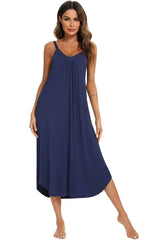 V-Neck Midi Lounge Dress Sleep Dresses - Tophatter Daily Deals
