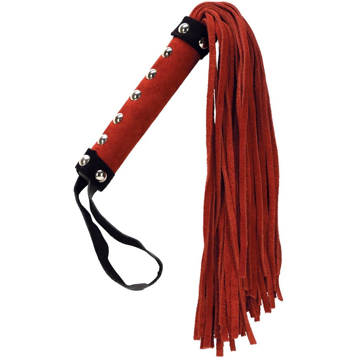 Large Studded Handle BDSM Flogger in Red Floggers - Tophatter Daily Deals