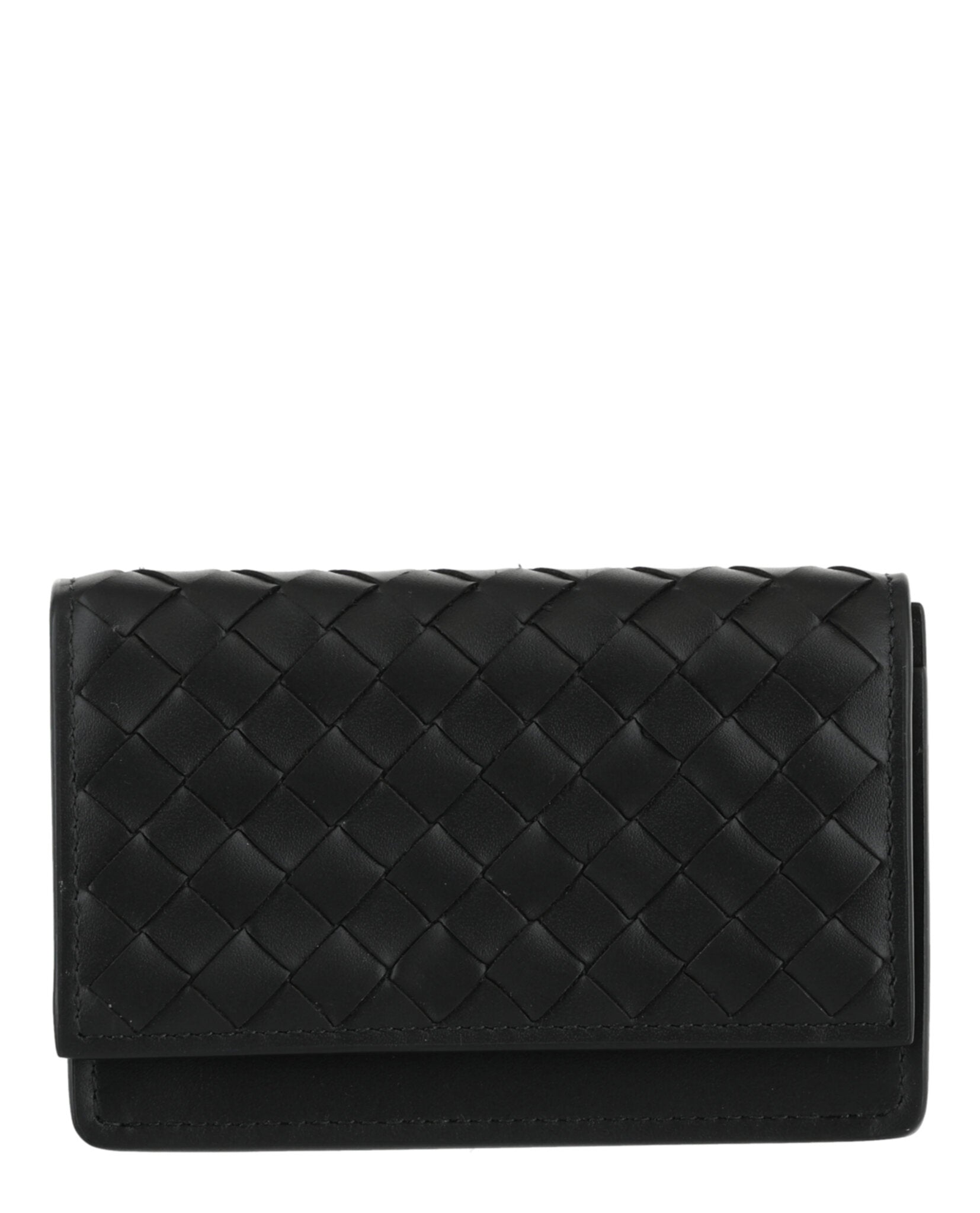 Bottega Veneta Intrecciato Flap Business Card Wallet Black Black-529121-V4651-1000-00438-NS Bags - Tophatter Daily Deals