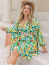 Plus Size Printed Surplice Long Sleeve Mini Dress Casual Dresses - Tophatter Daily Deals