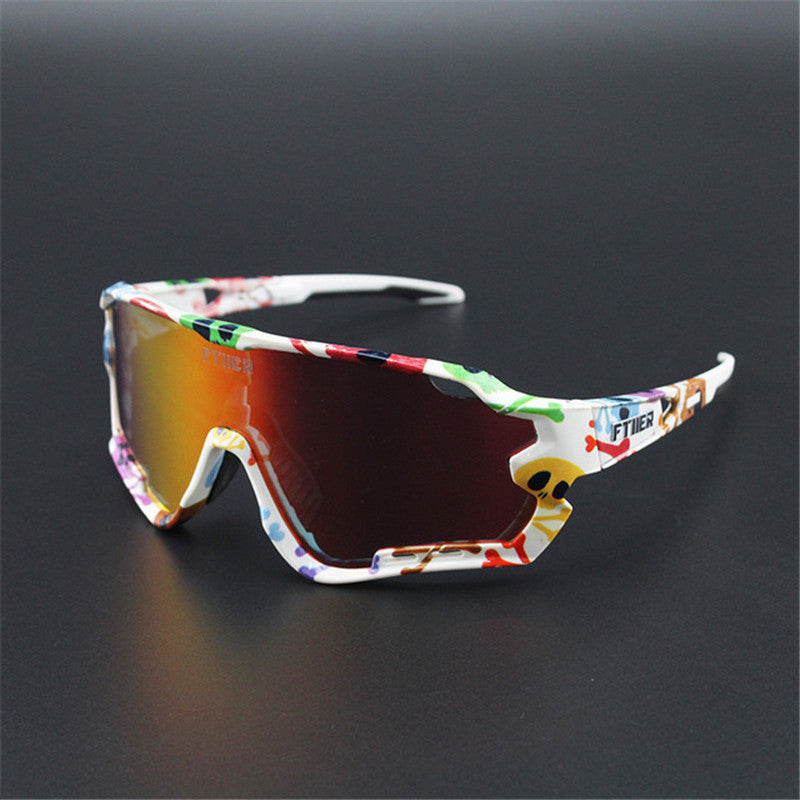 Bicycle glasses sunglasses goggles White graffiti 0 - Tophatter Daily Deals