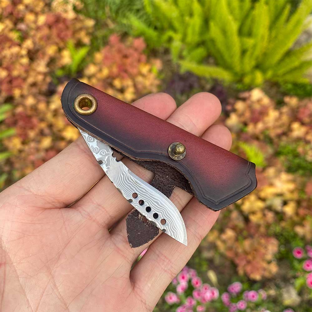 Damascus Steel Nepal Knife With Leather Case - Tophatter Daily Deals