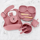 11 Piece Baby Training Dinner Plate Bowl Rose Red 11PCS 0 - Tophatter Daily Deals