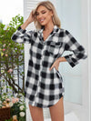 Plaid Lapel Collar Shirt Dress Plaid Sleep Dresses - Tophatter Daily Deals