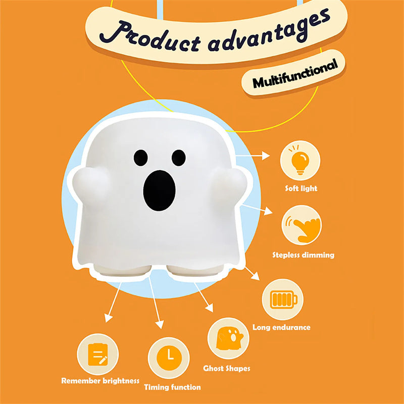 Silicone Night Light Touch Lamp Bedside Cute Halloween 3D Changing Face Moving Picture Frame - Tophatter Daily Deals