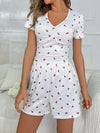 Floral Ruched T-Shirt and Shorts Lounge Set Loungewear Sets - Tophatter Daily Deals