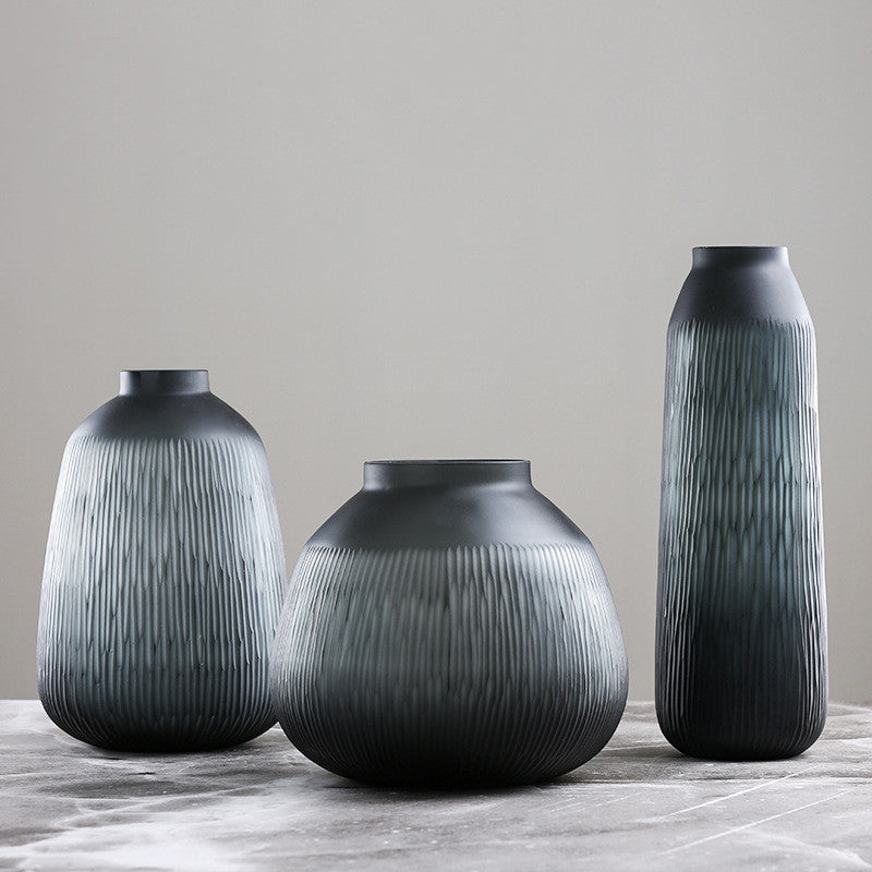Black Small Mouth Glass Vase Home 0 - Tophatter Daily Deals