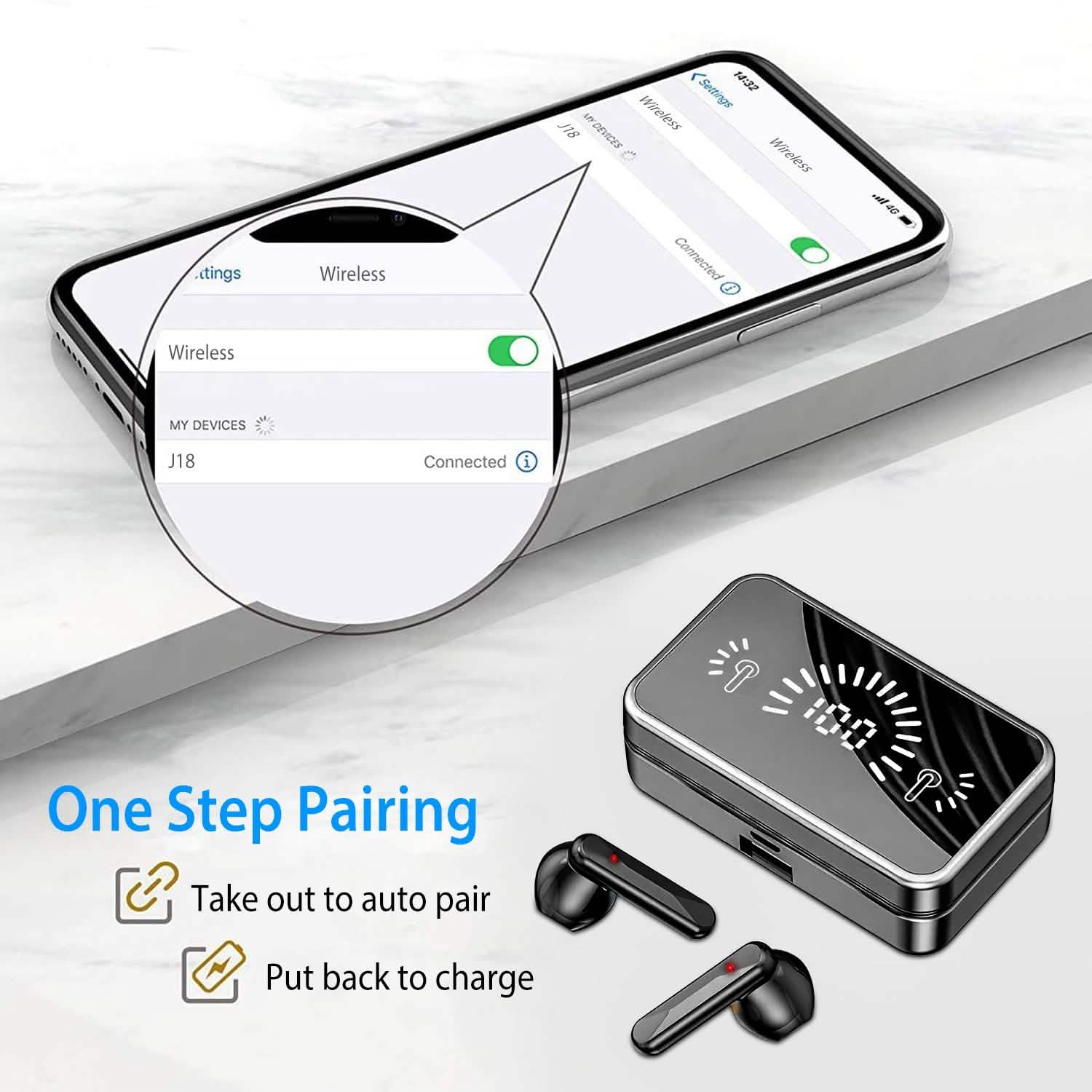 5.3 TWS Wireless Earbuds Touch Control Headphone Headphones - Tophatter Daily Deals