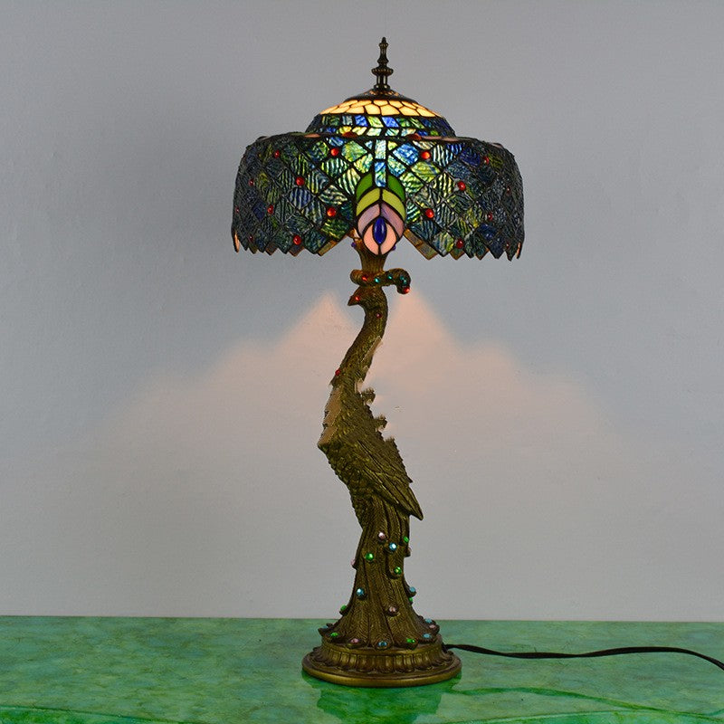 Bedroom Hotel Bedside Peacock Base Table Lamp 0 - Tophatter Daily Deals