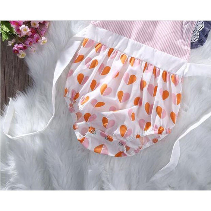 Baby Girl Flying Sleeve Lace Up Triangle Romper 0 - Tophatter Daily Deals