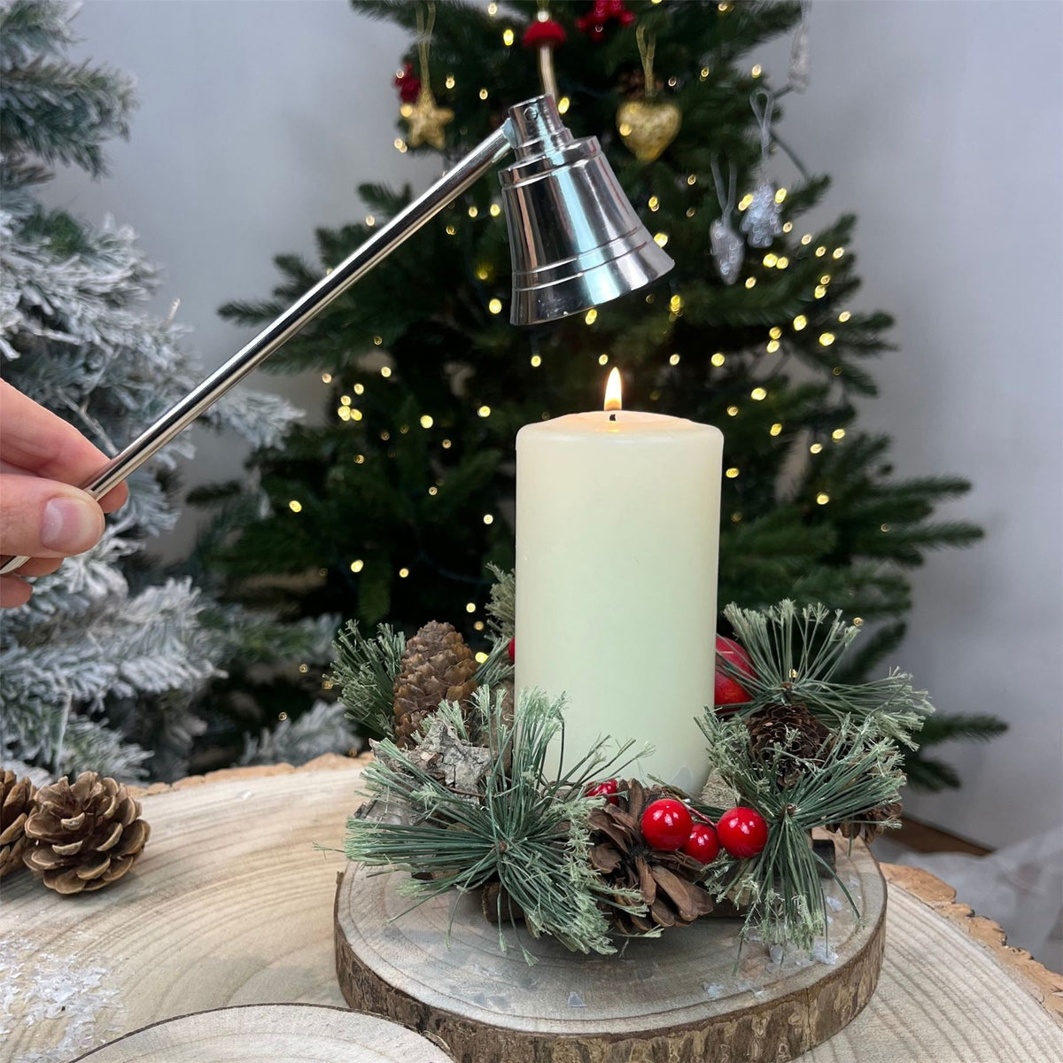 Silver Metal Bell Candle Snuffer | Long Handle Candle Wick Extinguisher - 20cm Candle Snuffer - Tophatter Daily Deals