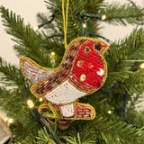 Christmas Tree Beaded Robin Bauble | Christmas Tree Hanging Ornament - 10cm Baubles - Tophatter Daily Deals