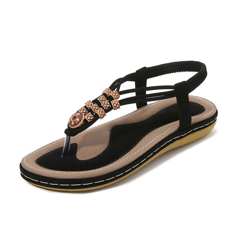 Bohemian Wooden Bead Woven Plus Size Flat Shoes 0 - Tophatter Daily Deals