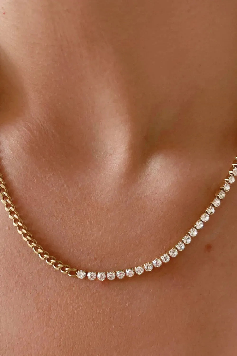 Inlaid Zircon Stainless Steel Necklace Gold One Size Necklaces - Tophatter Daily Deals