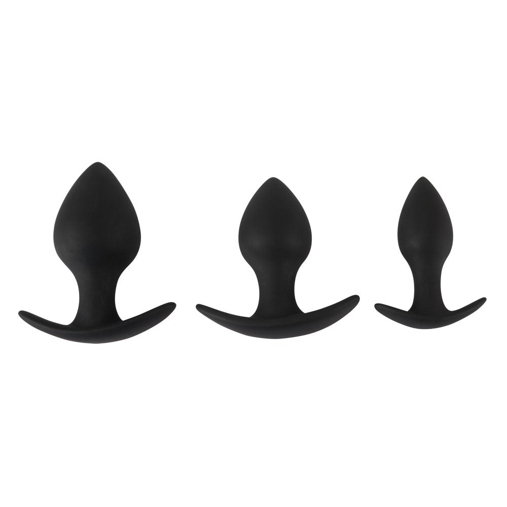 Black Velvet Silicone Three Piece Butt Plug Set for Anal Training > Anal Range > Butt Plug Kits - Tophatter Daily Deals