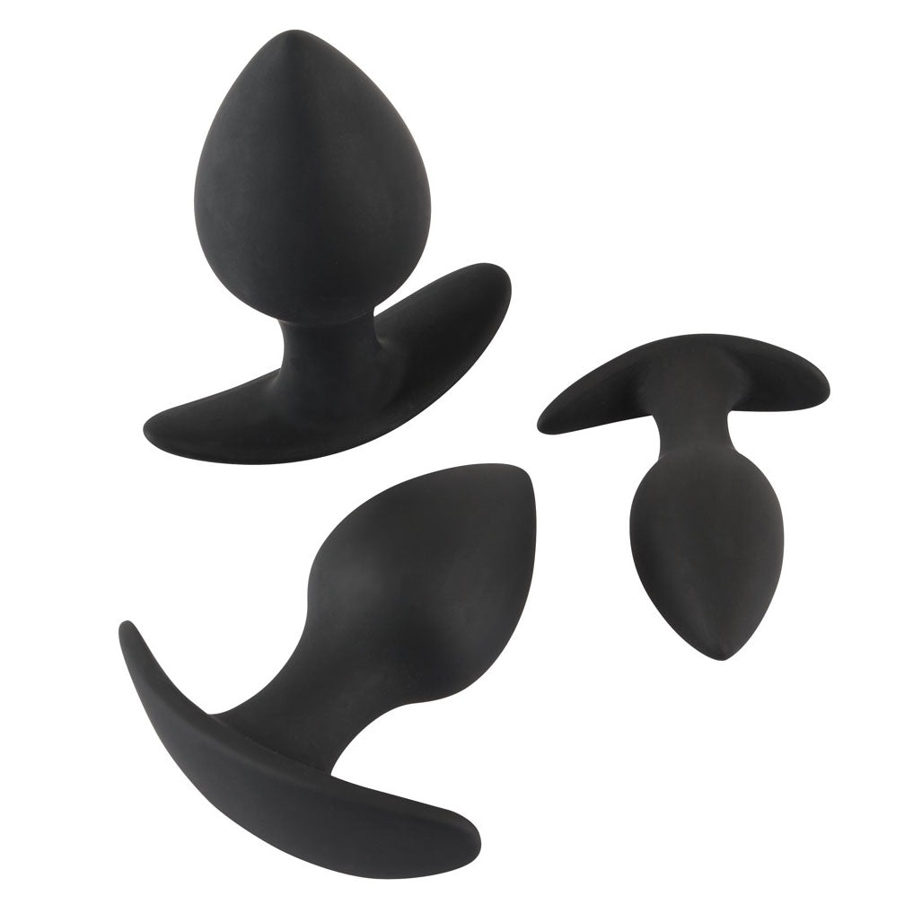 Black Velvet Silicone Three Piece Butt Plug Set for Anal Training > Anal Range > Butt Plug Kits - Tophatter Daily Deals