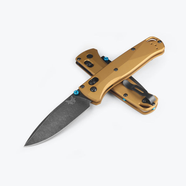 Benchmade Bugout - AXIS Lock - Burnt Brass Aluminum Handle - M390 Blade - 535BK-07 Knives - Tophatter Daily Deals