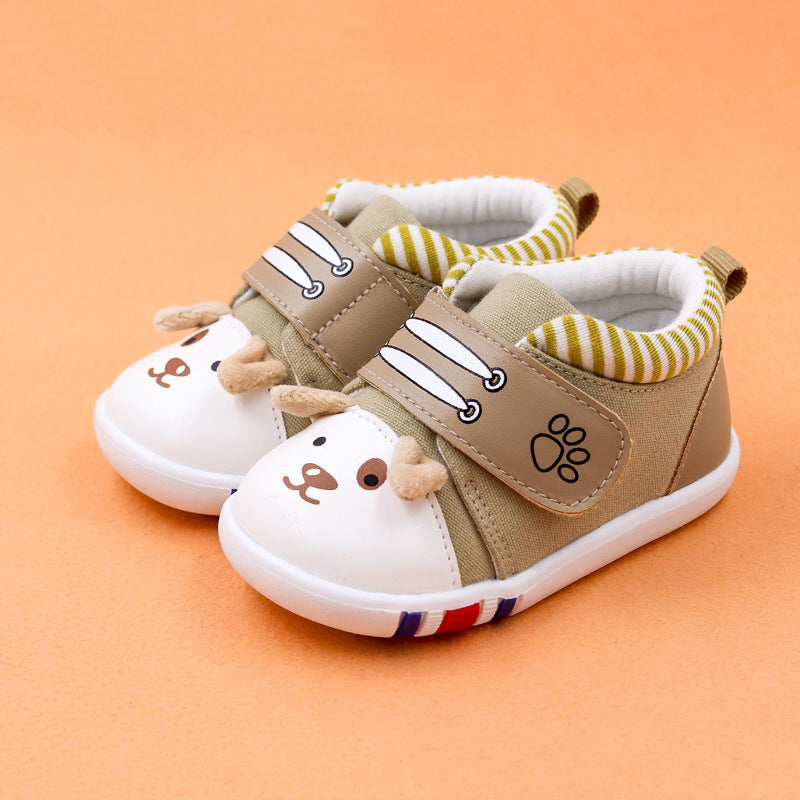 Baby cartoon toddler shoes baby shoes non-slip toe cap Khaki 0 - Tophatter Daily Deals