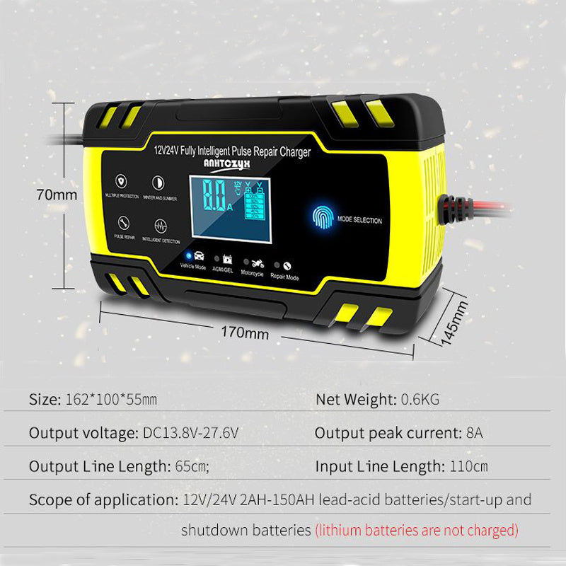 12V-24V 8A automatic digital LCD charger 0 - Tophatter Daily Deals