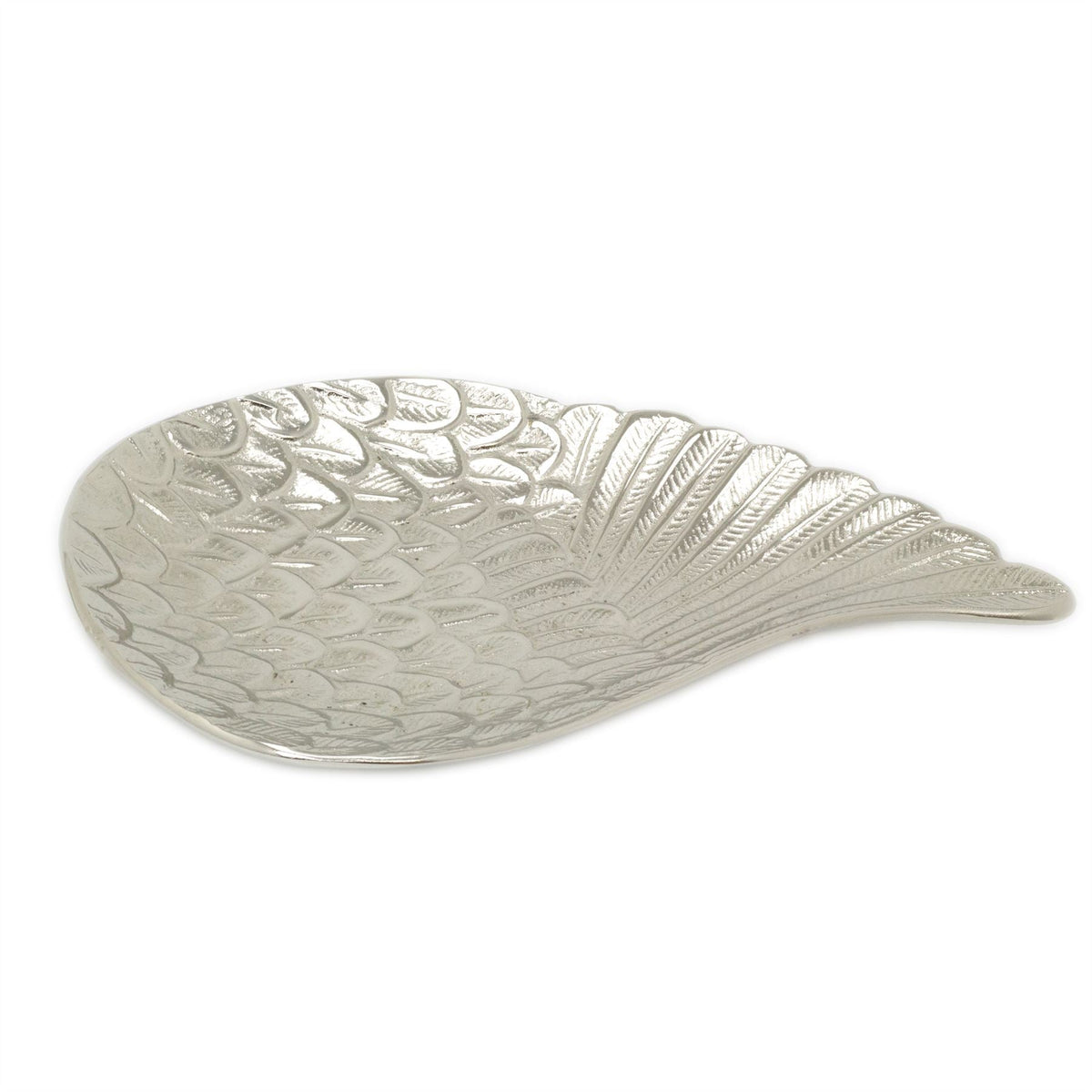 Exquisite Silver Aluminium Angel Wing Display Dish | Feather Trinket Vanity Tray Trinket Dish - Tophatter Daily Deals