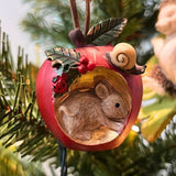 Apple with Mouse Christmas Bauble | Resin Apple Christmas Tree Hanging Ornament Baubles - Tophatter Daily Deals