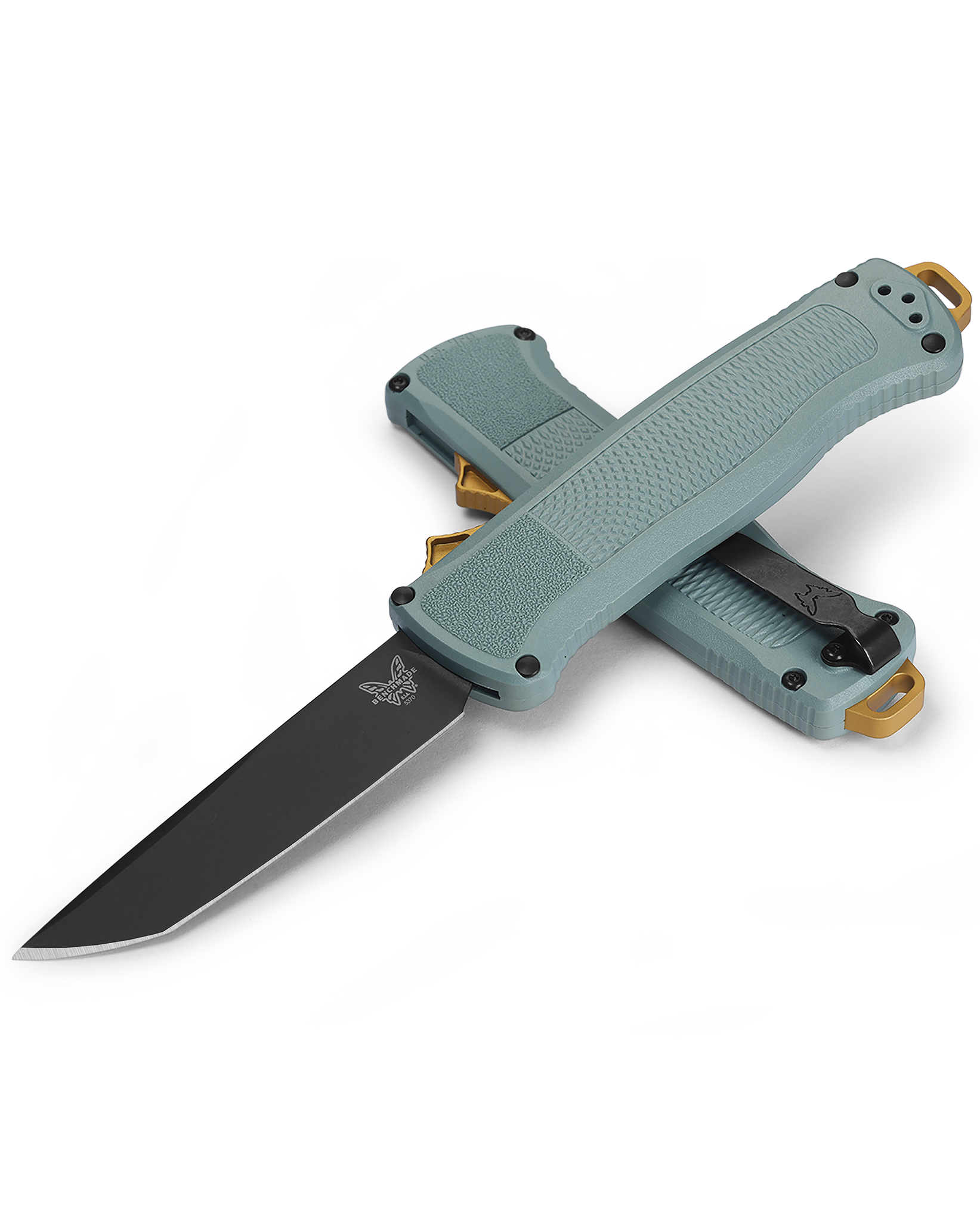 Benchmade Shootout - D/A OTF - Automatic - Sage Green Handle - 5370BK-07 Automatic Knives - Tophatter Daily Deals