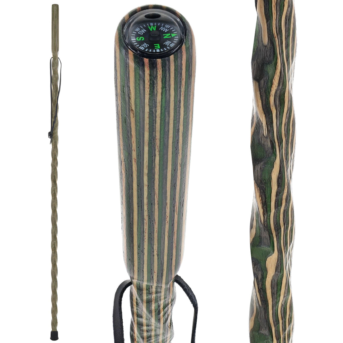 USA-Made Bean Colortone Hiking Staff: Rustic, Compass Colortone Classic Hiking Staffs - Tophatter Daily Deals