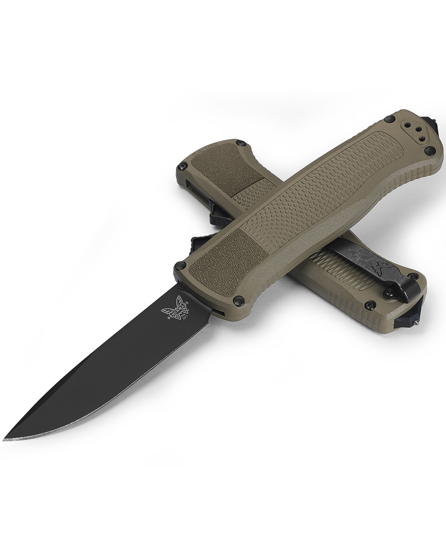Benchmade Shootout - D/A OTF - Drop Point - Automatic - Ranger Green Handle - 5371BK-01 Automatic Knives - Tophatter Daily Deals