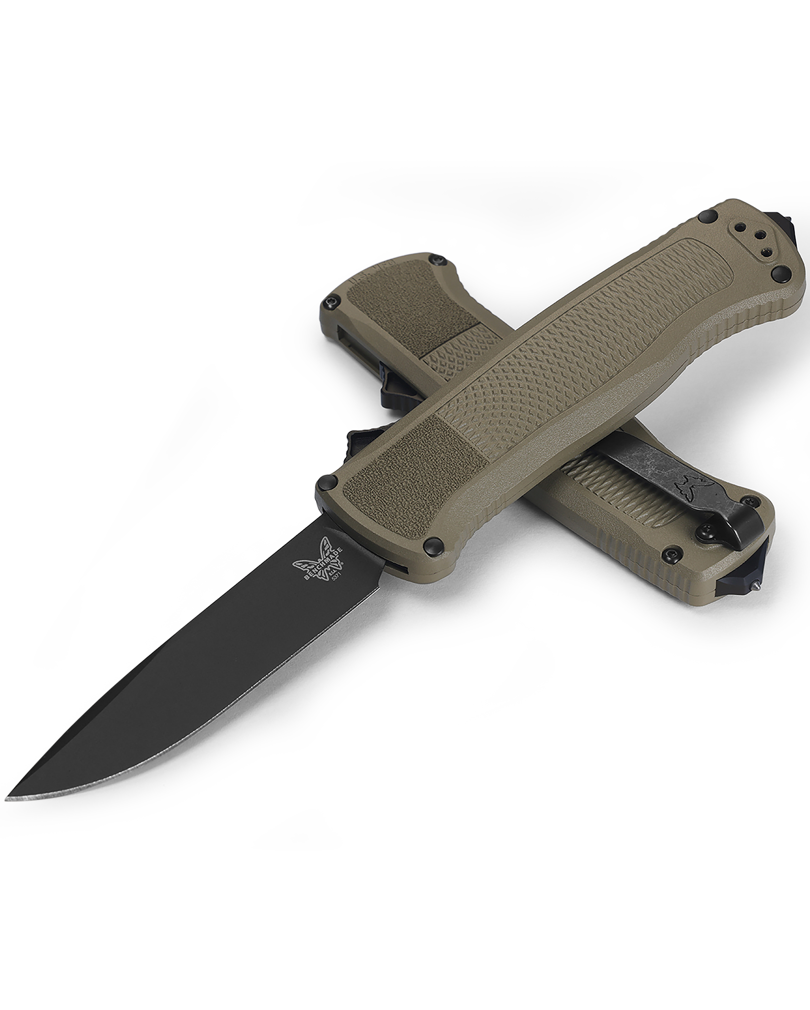 Benchmade Shootout - D/A OTF - Drop Point - Automatic - Ranger Green Handle - 5371BK-01 Automatic Knives - Tophatter Daily Deals
