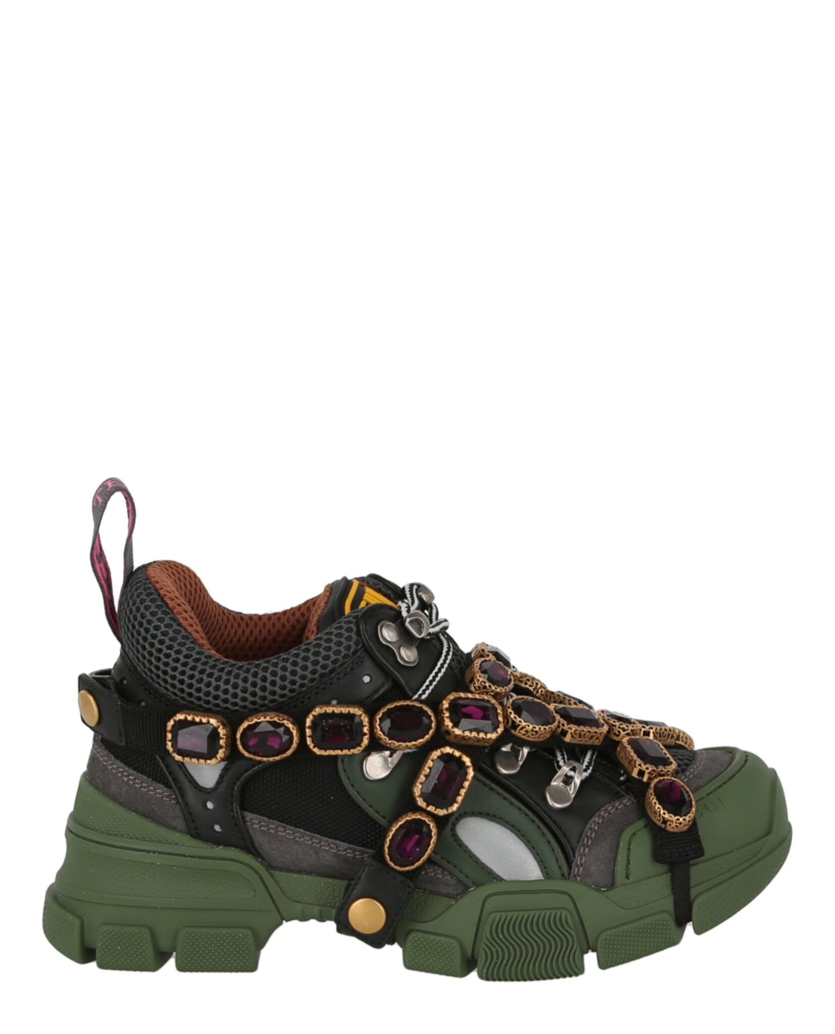 Gucci Flashtrek Chunky Leather Sneakers Graphite Dark Grey Footwear - Tophatter Daily Deals