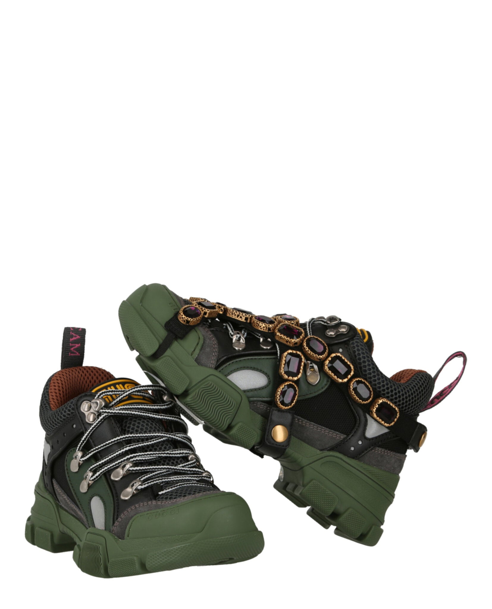 Gucci Flashtrek Chunky Leather Sneakers Footwear - Tophatter Daily Deals