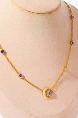 Moon & Star Shape Zircon Pendant Necklace Necklaces - Tophatter Daily Deals